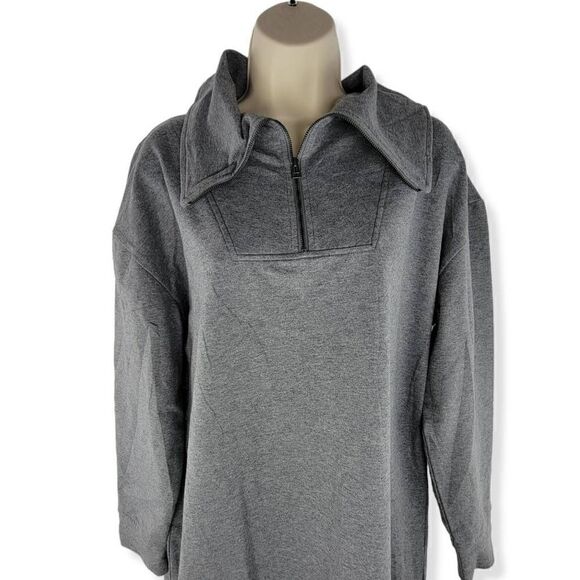 Nordstrom Gray Sweatshirt Dress 1/4 zip up Medium - Picture 2 of 4